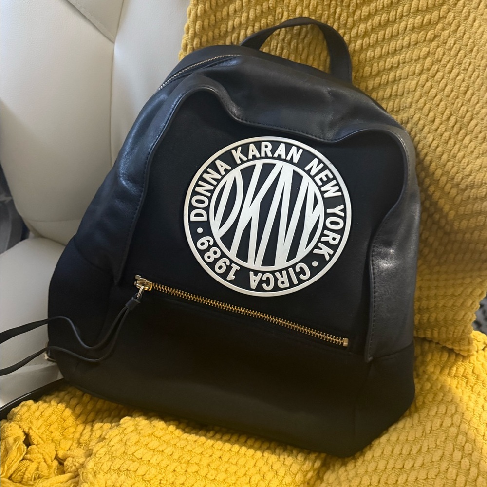 DKNY Black Backpack with Gold Zipper
